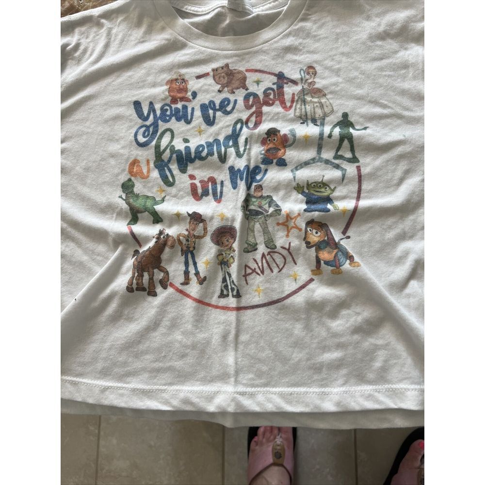 Walt Disney Mickey Mouse Crop Shirt White Pink Small - Picture 3 of 3